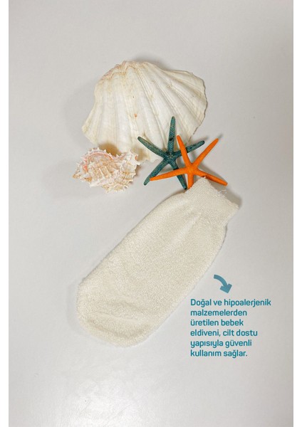 Bebek Banyo Eldiveni ve Süngeri - Doğal Malzemelerle Üretilmiş, Yumuşak ve Hassas Ciltler İçin Uygun (1 Sünger, 1 Eldiven)