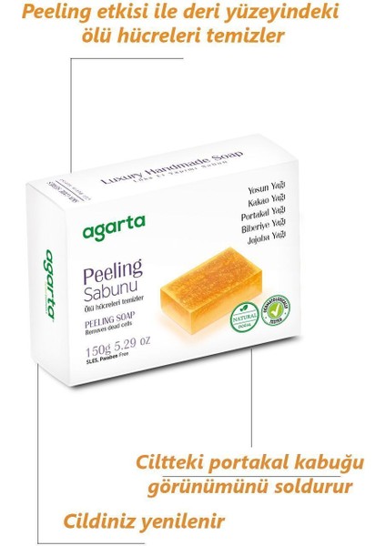 Peeling Sabunu 150 gr El Yapımı Bitkisel Yağlar ve E Vitamini ile Zenginleştirilmiş SLS SLES İçermez modelleri
