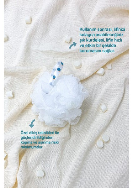 Doğal Lifli Sabunlu Banyo Lifi - Beyaz Sabun Aromalı, Tüm Cilt Tiplerine Uygun, 2'li Set