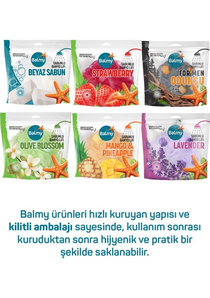 Doğal Lifli Sabunlu Banyo Lifi - Beyaz Sabun Aromalı, Tüm Cilt Tiplerine Uygun, 2'li Set