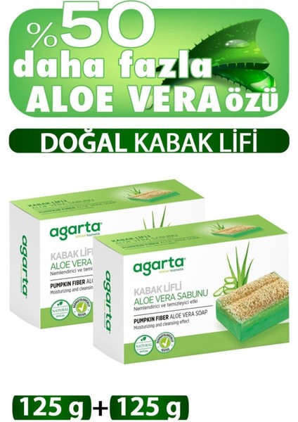 Doğal Aloe Vera ve Kabak Lifli Sabun - Cildi Nemlendiren ve Arındıran Bitkisel Formül, 2×125 g