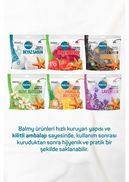 Sabunlu Banyo Lifi Seti - Sabun ve Jel Gerektirmeden Köpük Üreten, Dermatolojik Olarak Test Edilmiş, 21,7 g, Beyaz ve Çilek, 2'li