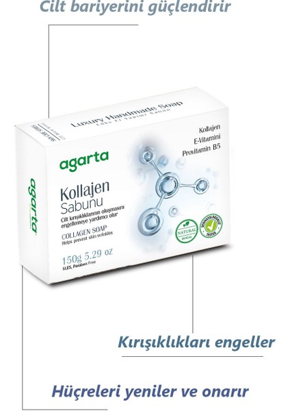 Doğal Kolajen Sabunu - E Vitamini ve Provitamin B5 ile Cilt Kırışıklıklarına Karşı, 150 g, 1 Adet modelleri