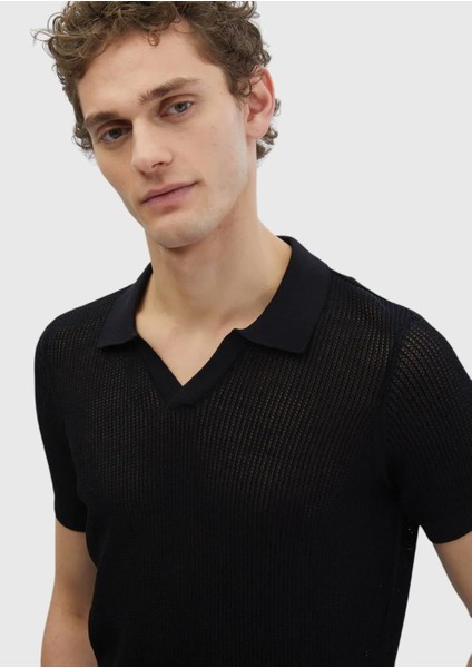 Siyah Polo Yaka Jakarlı Triko modelleri