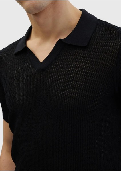 Siyah Polo Yaka Jakarlı Triko fırsatları