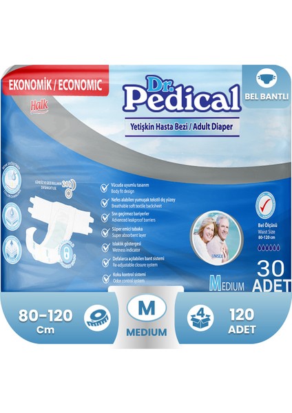 Hasta Bezi Bel Bantlı Medium 120 Adet