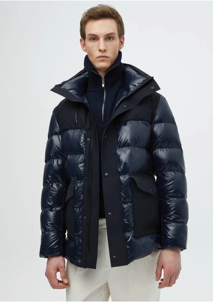 Lacivert Regular Fit Kapüşonlu Casual Dokuma Kaban fiyatları