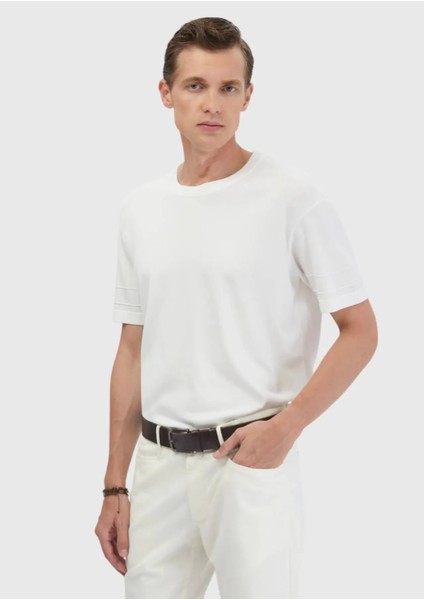 Ekru Bisiklet Yaka Düz Örgü Triko modelleri