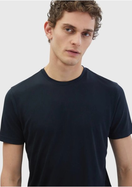 Siyah Düz Bisiklet Yaka T-Shirt modelleri