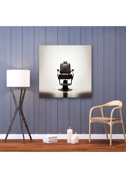 Kuaför Koltuğu Silueti Kanvas Tablo - Kuaför Şık Duvar Dekorasyonu modelleri