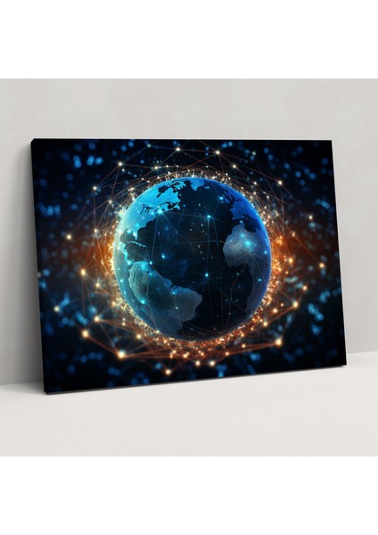 Küresel Blockchain Etkisi Duvar Sanatı - Blockchain Blockchain Duvar Sanatı Kanvas Blockchain Kanvas Tablo