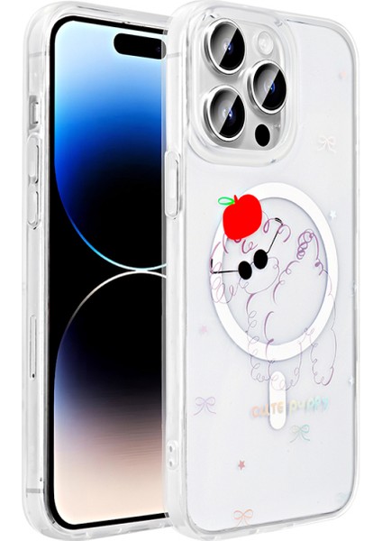 iPhone 14 Pro Kılıf Magsafe Özellikli Şeffaf Yapılı ve Figürlü Folk Premium Sert Silikon Kapak