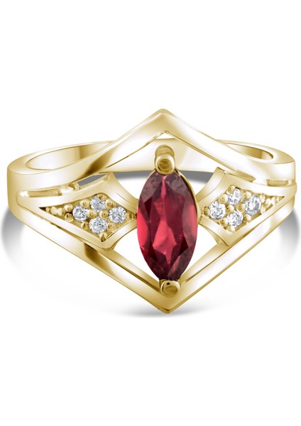 0.68 Karat Pırlanta Garnet Yüzük, Gerçek Pırlanta, Sertifikalı Mücevher