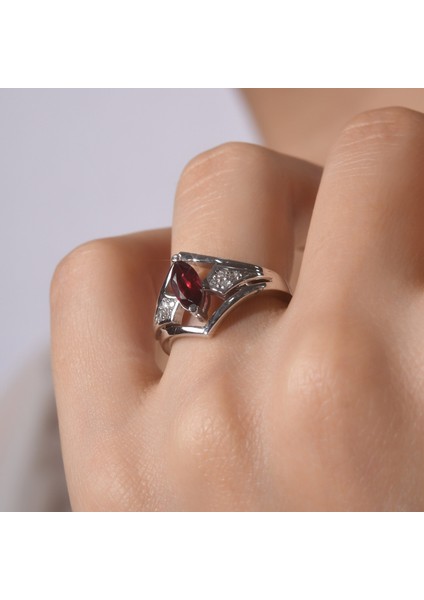 0.68 Karat Pırlanta Garnet Yüzük, Gerçek Pırlanta, Sertifikalı Mücevher fiyatları