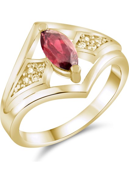 0.68 Karat Pırlanta Garnet Yüzük, Gerçek Pırlanta, Sertifikalı Mücevher fırsatları