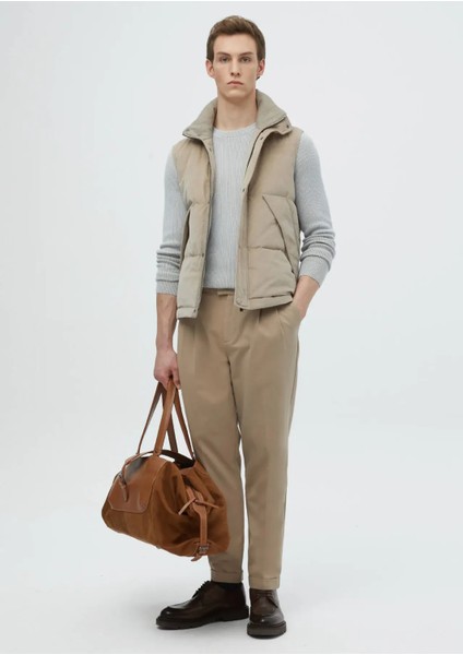 Bej Regular Fit Dik Yaka Casual Dokuma Spor Yelek fiyatları