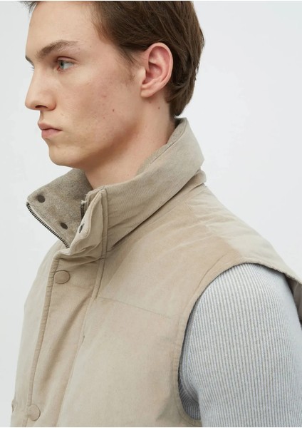 Bej Regular Fit Dik Yaka Casual Dokuma Spor Yelek fırsatları
