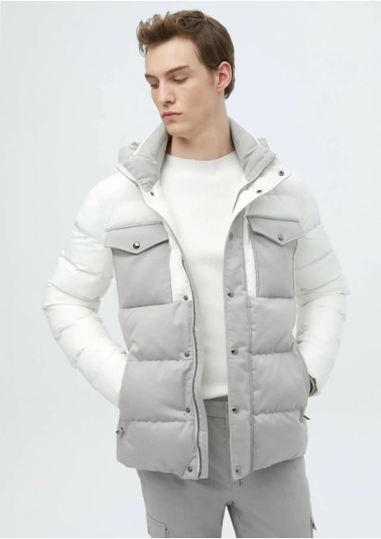 Beyaz Regular Fit Kapüşonlu Casual Dokuma Mont modelleri