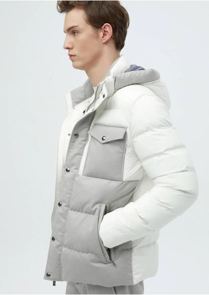 Beyaz Regular Fit Kapüşonlu Casual Dokuma Mont indirimleri