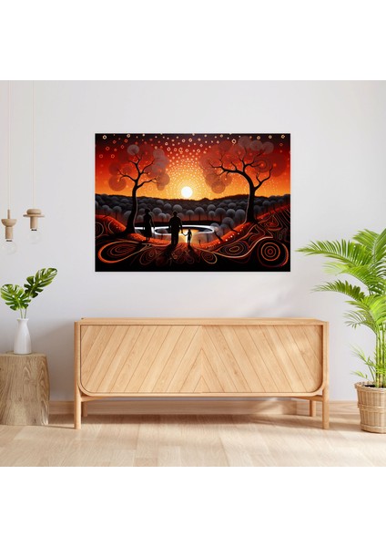 Aborjin Hikaye Anlatımı Kanvas Tablo - Aborjin Kanvas Duvar Sanatı Duvar Dekorasyonu Detaylı Illüstrasyonlar modelleri