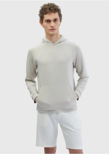 Taş Kapüşonlu Düz Sweatshırt