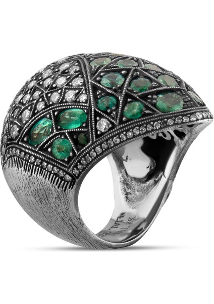 5.50 Karat Pırlanta Zümrüt Yüzük, Gerçek Pırlanta, Mücevher Sertifikalı