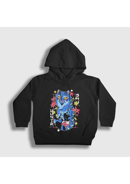 Unisex Çocuk Siyah Blue Tiger K Pop Demon Hunters Kapüşonlu Sweatshirt