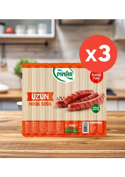 Uzun Hindi Sosis 430 g x 3 adet