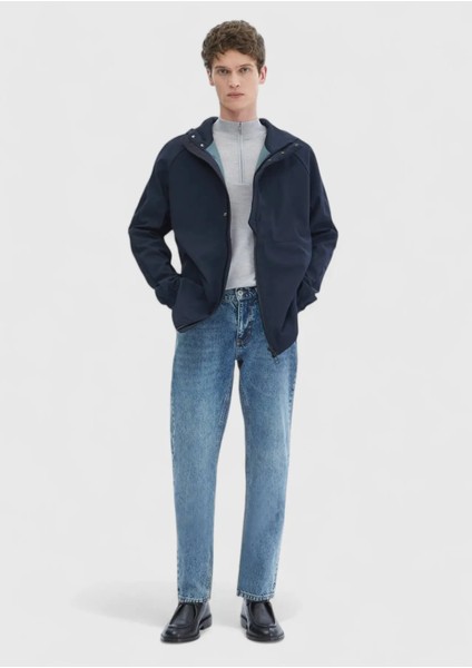 Lacivert Regular Fit Kapüşonlu Denim Dokuma Mont fiyatları