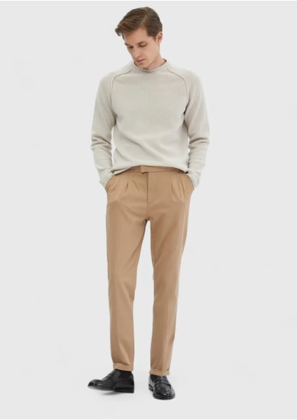 Kum Bisiklet Yaka Düz Örgü Yün Karışımlı Triko Kazak fiyatları