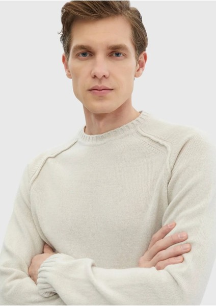 Kum Bisiklet Yaka Düz Örgü Yün Karışımlı Triko Kazak fırsatları