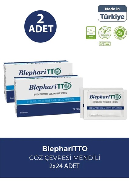 Asfstore Blephari-Tto Göz Çevresi Temizleme Mendili 24'lü 2 Adet