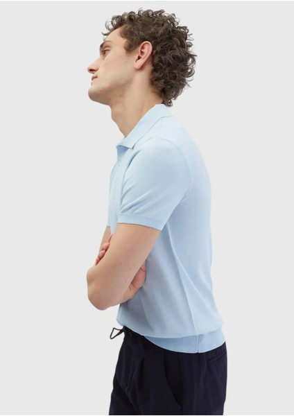 Açık Mavi Polo Yaka Düz Örgü Triko modelleri