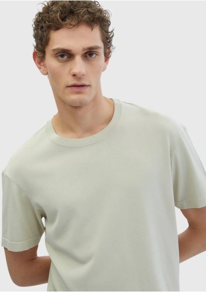 Bej Bisiklet Yaka Düz Örgü Triko fiyatları