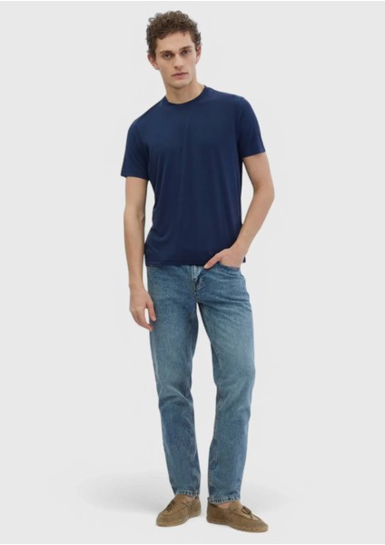 Lacivert Düz Bisiklet Yaka T-Shirt fiyatları