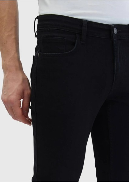 Siyah Düz Slim Fit Denim Pamuk Karışımlı Pantolon modelleri