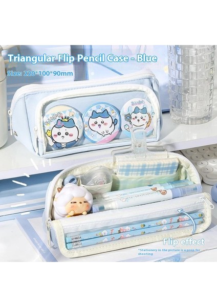 Kaba Bear Yeni Üçgen Kalem Kutusu Öğrenci Yüksek Değerli Büyük Kapasiteli Şeffaf Kırtasiye Çantası (Yurt Dışından)