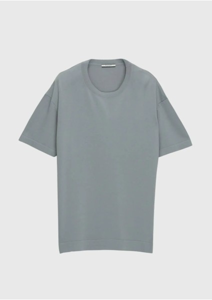 Açık Gri Bisiklet Yaka Düz Örgü Triko indirimleri