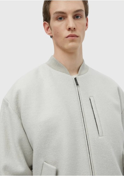 Ekru Oversize Fit Dik Yaka Casual Dokuma Mont fırsatları