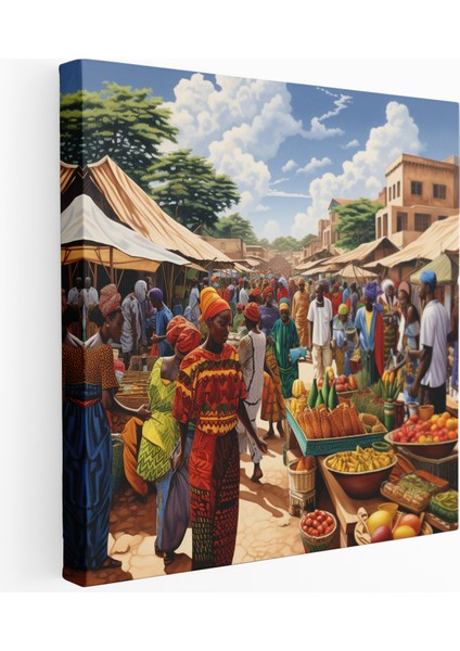 Renkli Pazar Kanvas Tablo