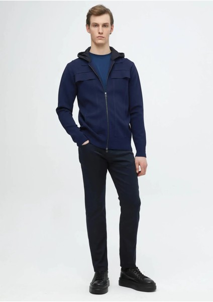 Lacivert Polo Yaka Düz Örgü Hırka modelleri