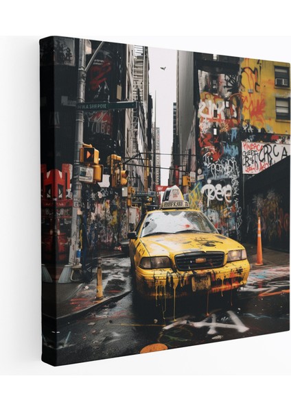 Basquiat Duvar Sanatı - Ham Şehir Manzarası - Duvar Dekorasyonu Ev Dekorasyonu Kanvas Tablo