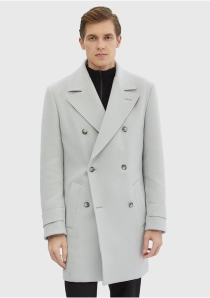 Gri Regular Fit Kruvaze Yaka Casual Dokuma Palto fırsatları