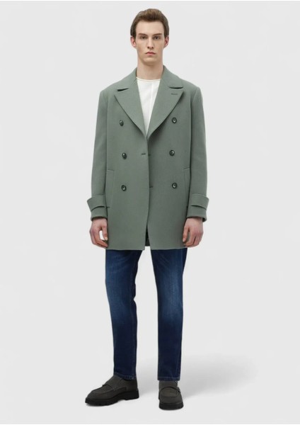 Açık Yeşil Regular Fit Kruvaze Yaka Casual Dokuma Palto fiyatları