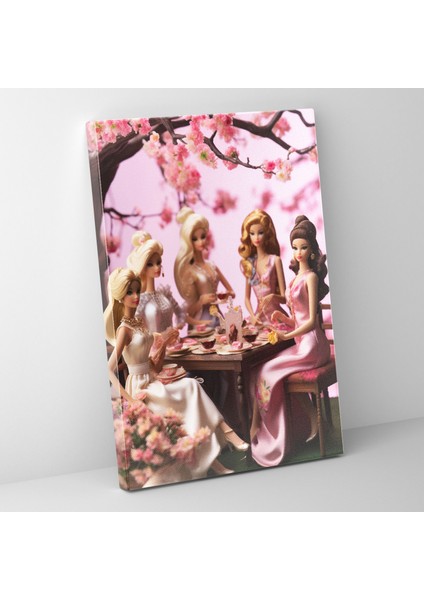 Barbie Çay Partisi Kanvas Tablo - Barbie Kiraz Çiçeği Ağacı Zarafet