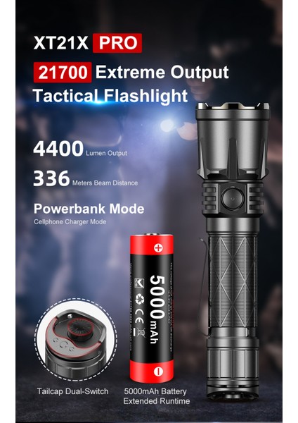 XT21X Pro Taktik El Feneri - Powerbank
