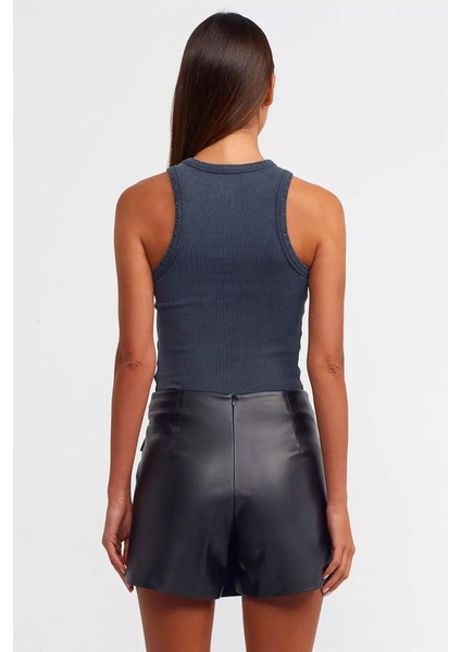 Kadın Sırt Dekolteli Fitilli Tank Üst Gece Mavisi modelleri