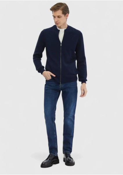 Lacivert Hakim Yaka Düz Örgü %100 Yün Hırka fiyatları