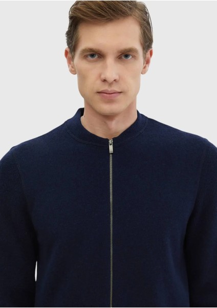 Lacivert Hakim Yaka Düz Örgü %100 Yün Hırka modelleri