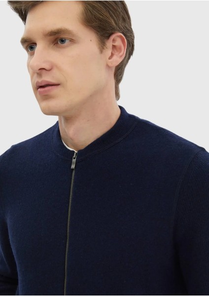 Lacivert Hakim Yaka Düz Örgü %100 Yün Hırka fırsatları